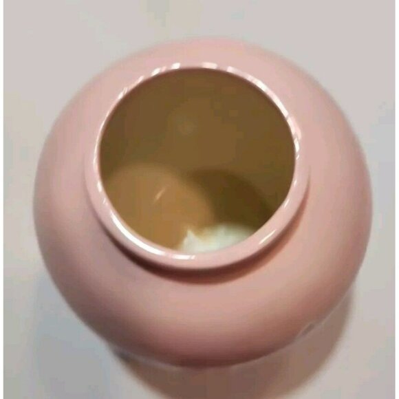 Vtg Pink Vase/Ginger Jar With White Lamb Outlined 6" Tall By 5.5" Wide - Picture 8 of 12